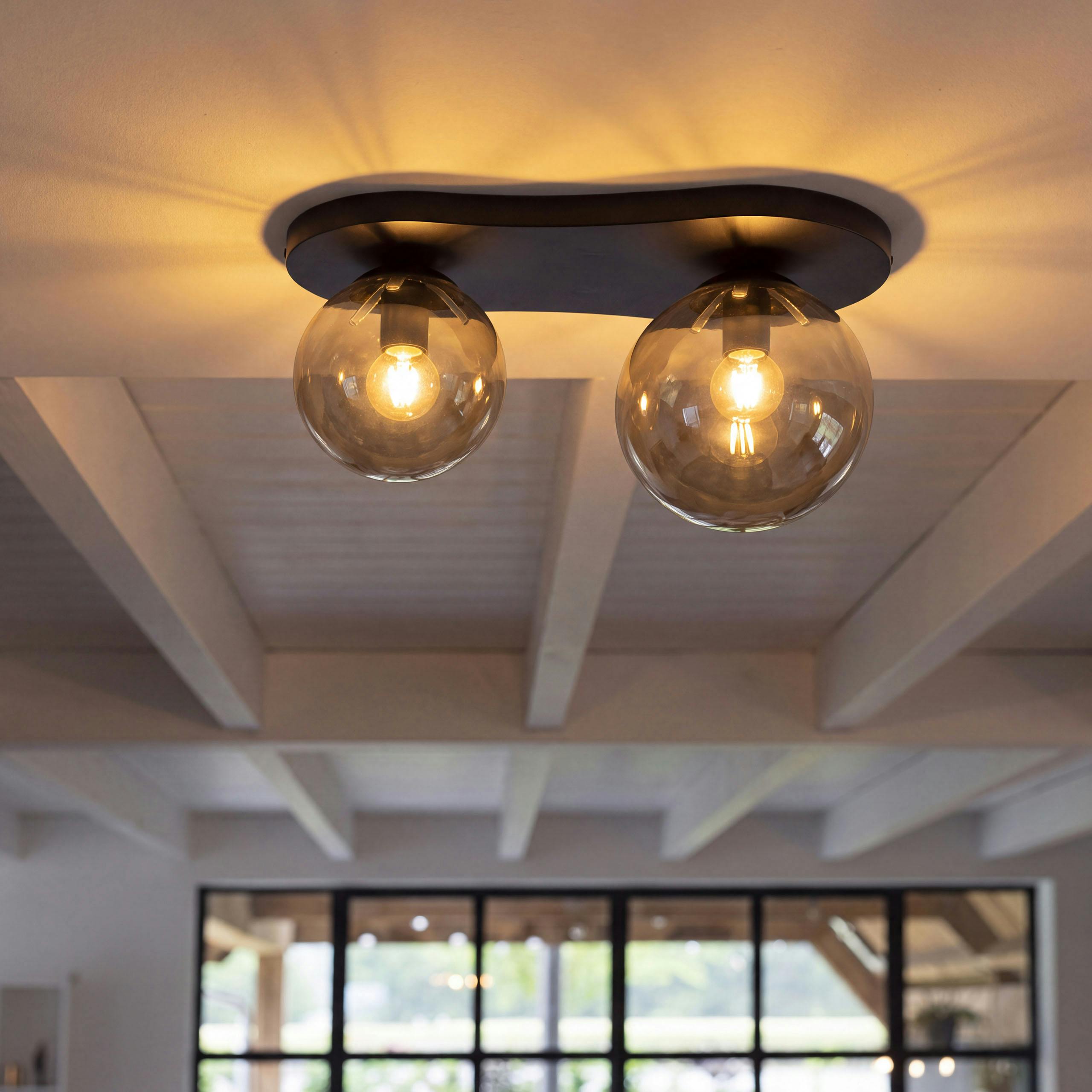 Plafonnier design organique 2 lampes brun bronze NIAGARA