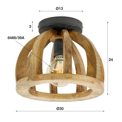 Plafonnier en bois de manguier ajouré LUCKNOW, Suspensions / Lustres