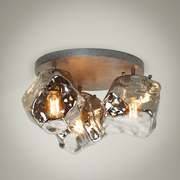 Plafonnier en verre chromé 3 lampes NIAGARA