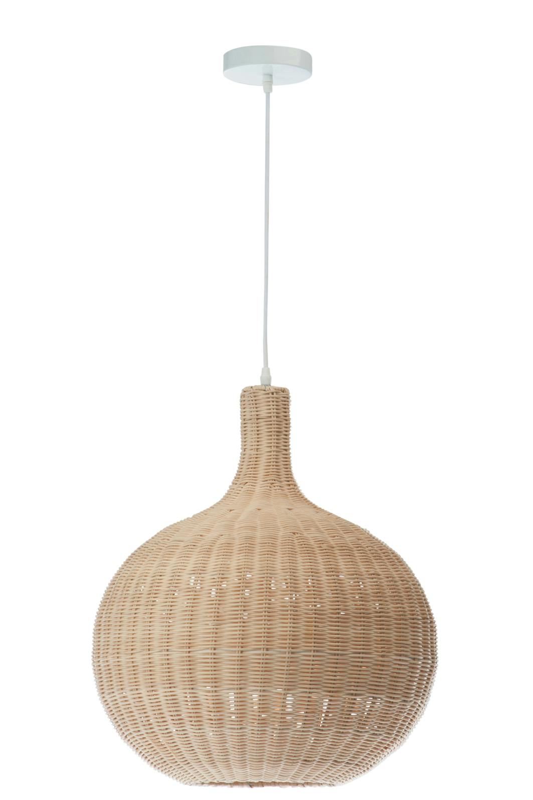 Plafonnier rond en rotin naturel, 45x45x56cm