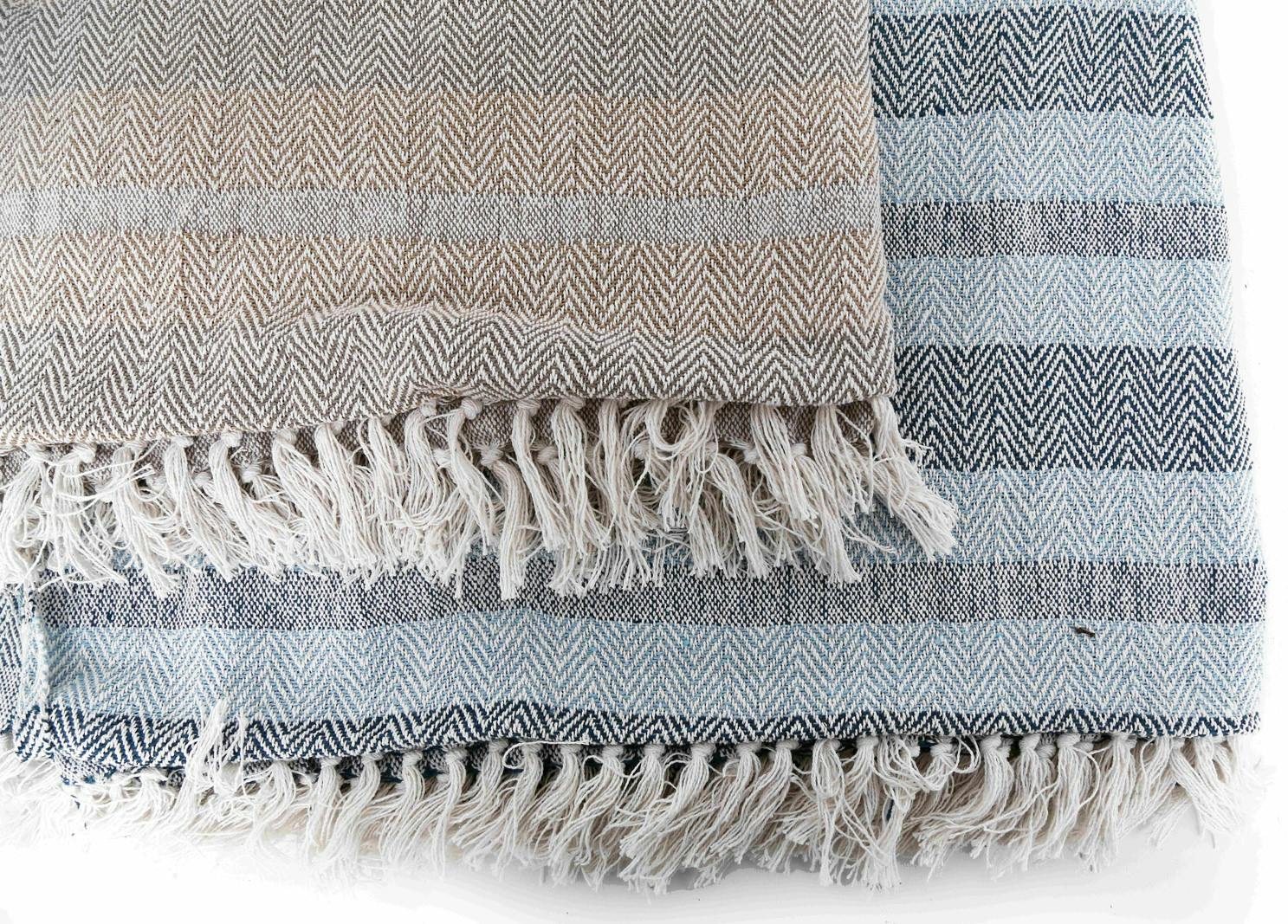 Plaid beige chiné à franges 130x170cm
