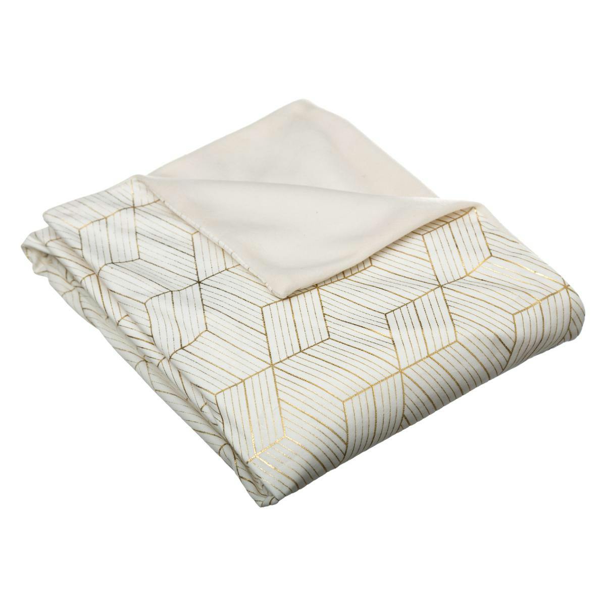 Plaid blanc imprimé géométrique 130x160cm