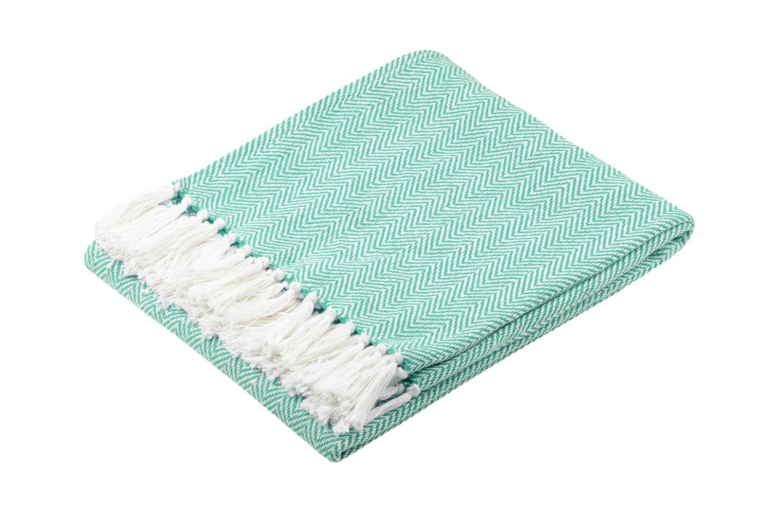Plaid bleu à chevron en coton 125x150cm IKATI