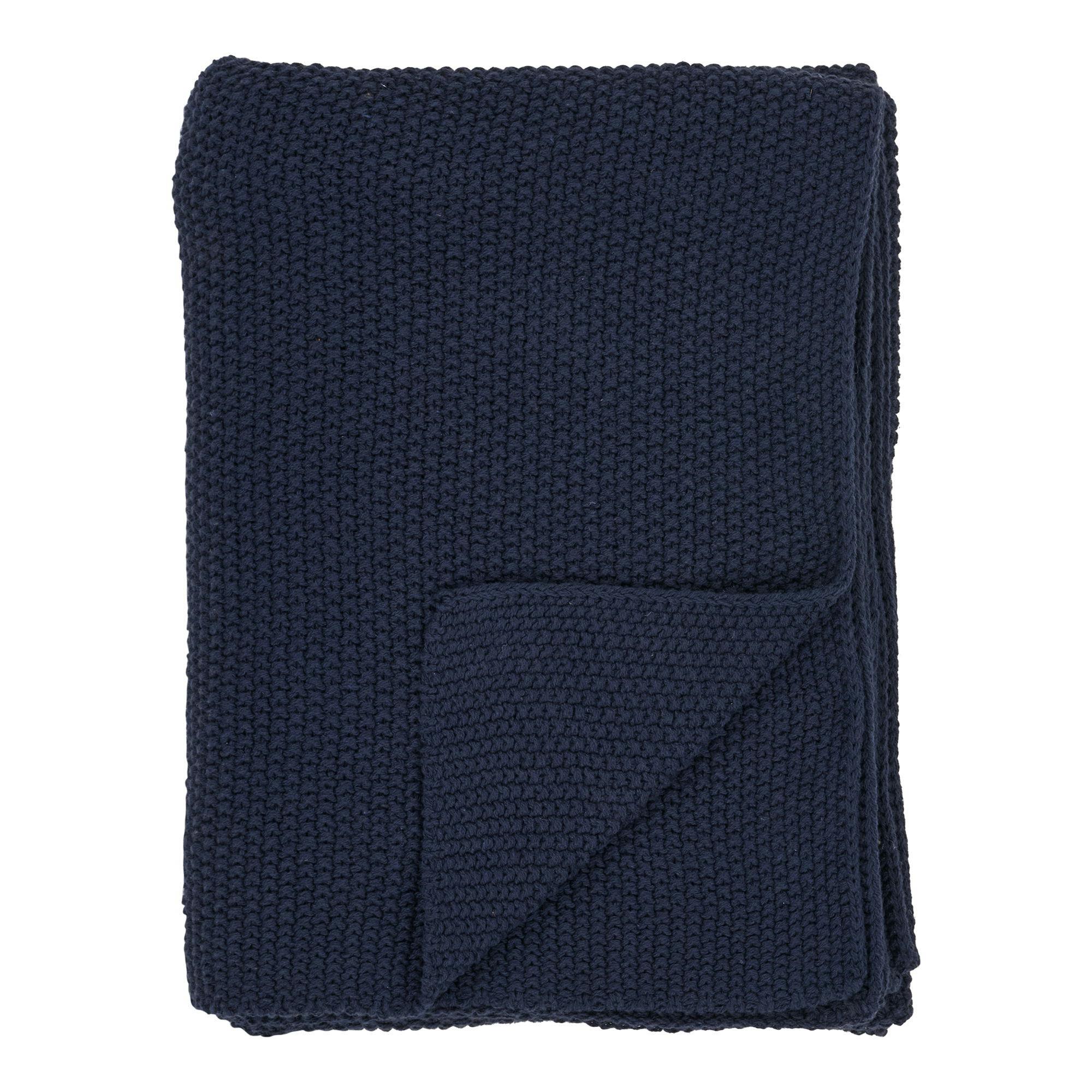 Plaid canapé bleu marine - maille de coton recyclé FALLON