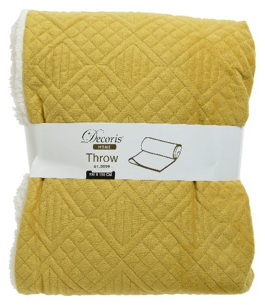 Plaid couleur moutarde velours relief dos sherpa