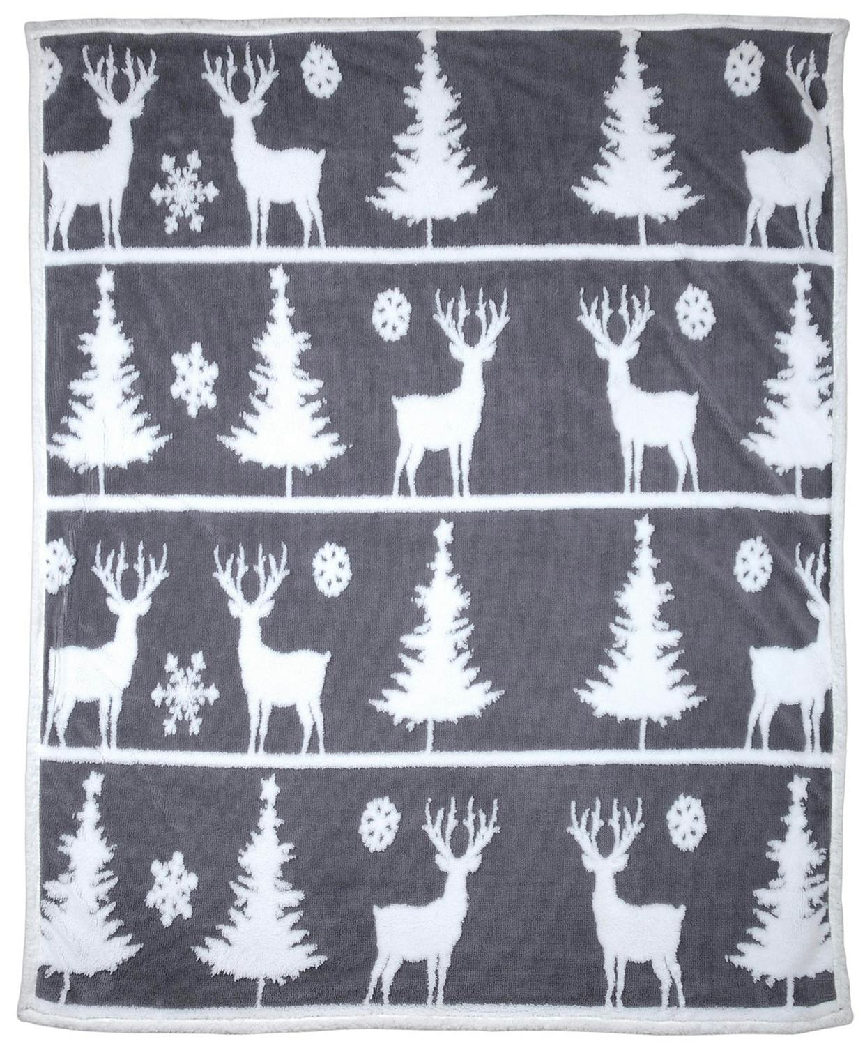 Plaid décors de Noël gris 130 x 160 cm