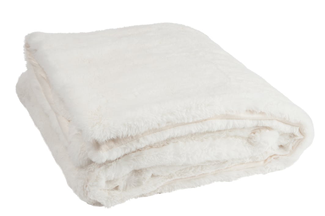 Plaid doux blanc en fausse fourrure 130x180cm