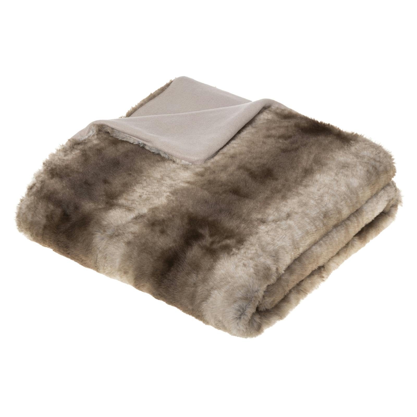Plaid en fausse fourrure brun