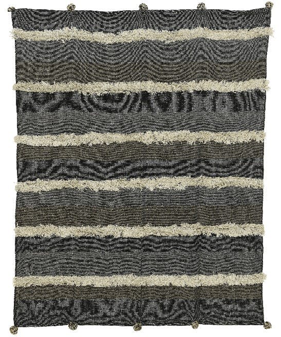 Plaid gris beige tuft coton