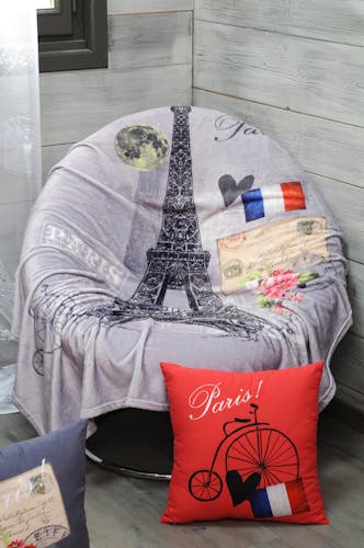 Plaid gris décor Paris romantique 130160cm METROPOLE