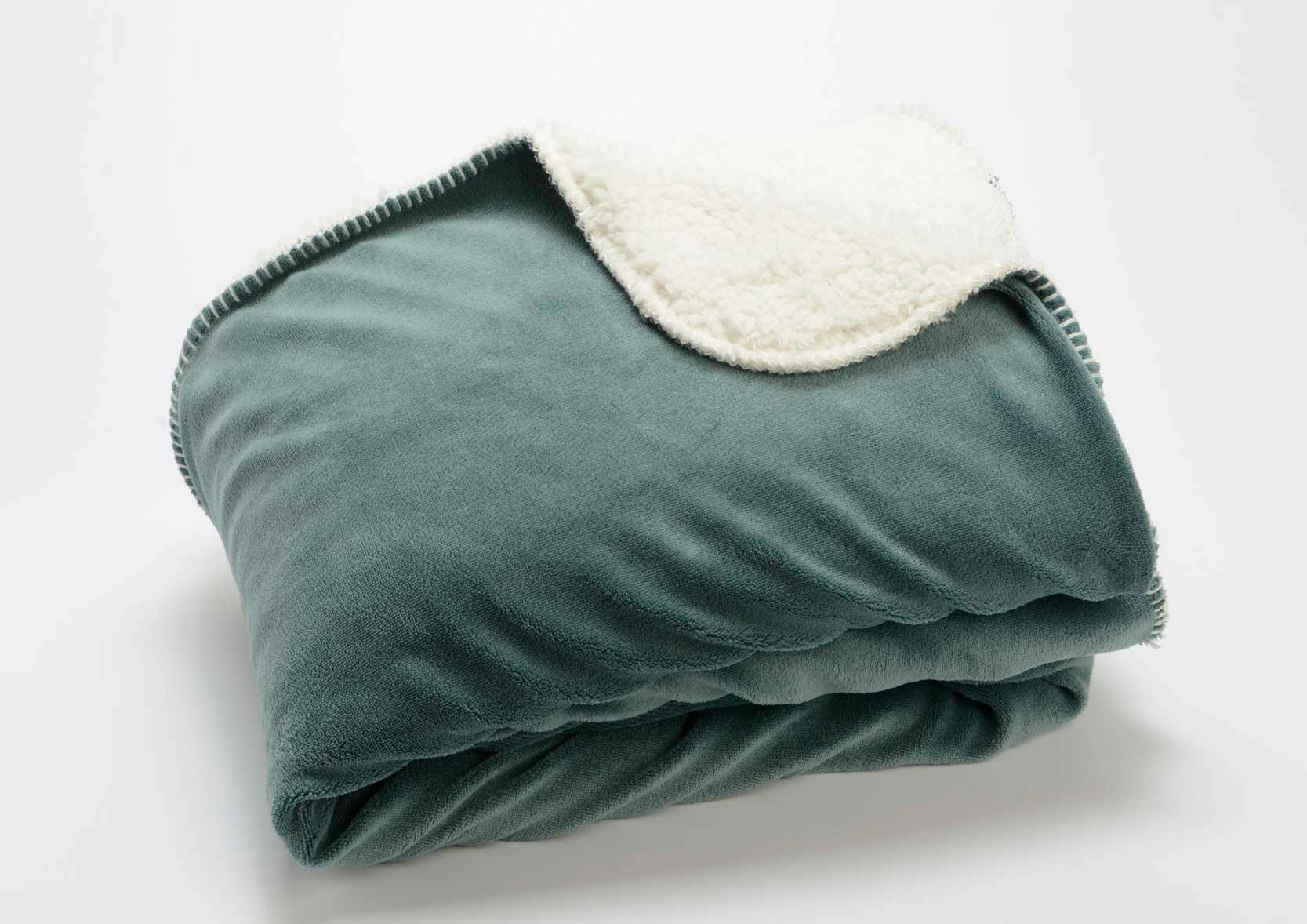 Plaid mouton touché doux couleur bleu canard 130x170cm