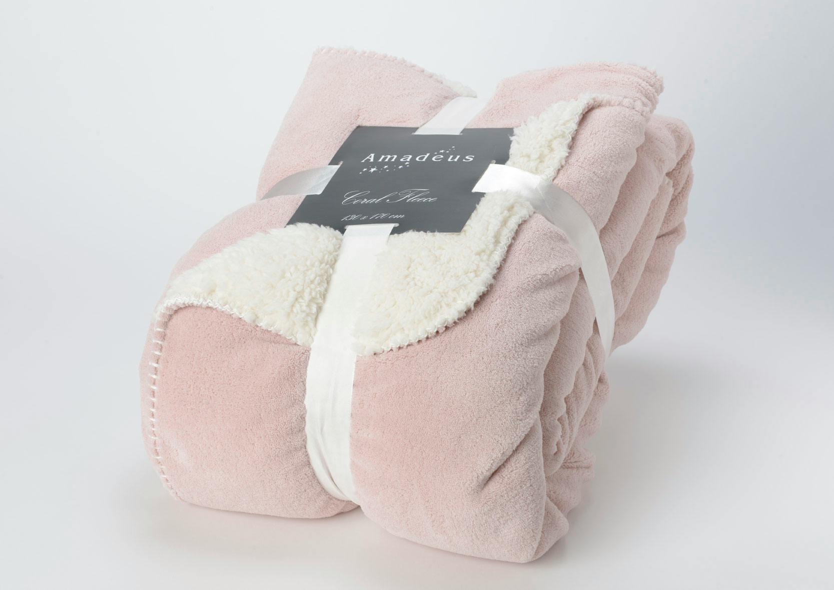 Plaid mouton vieux rose touché doux 130x170cm