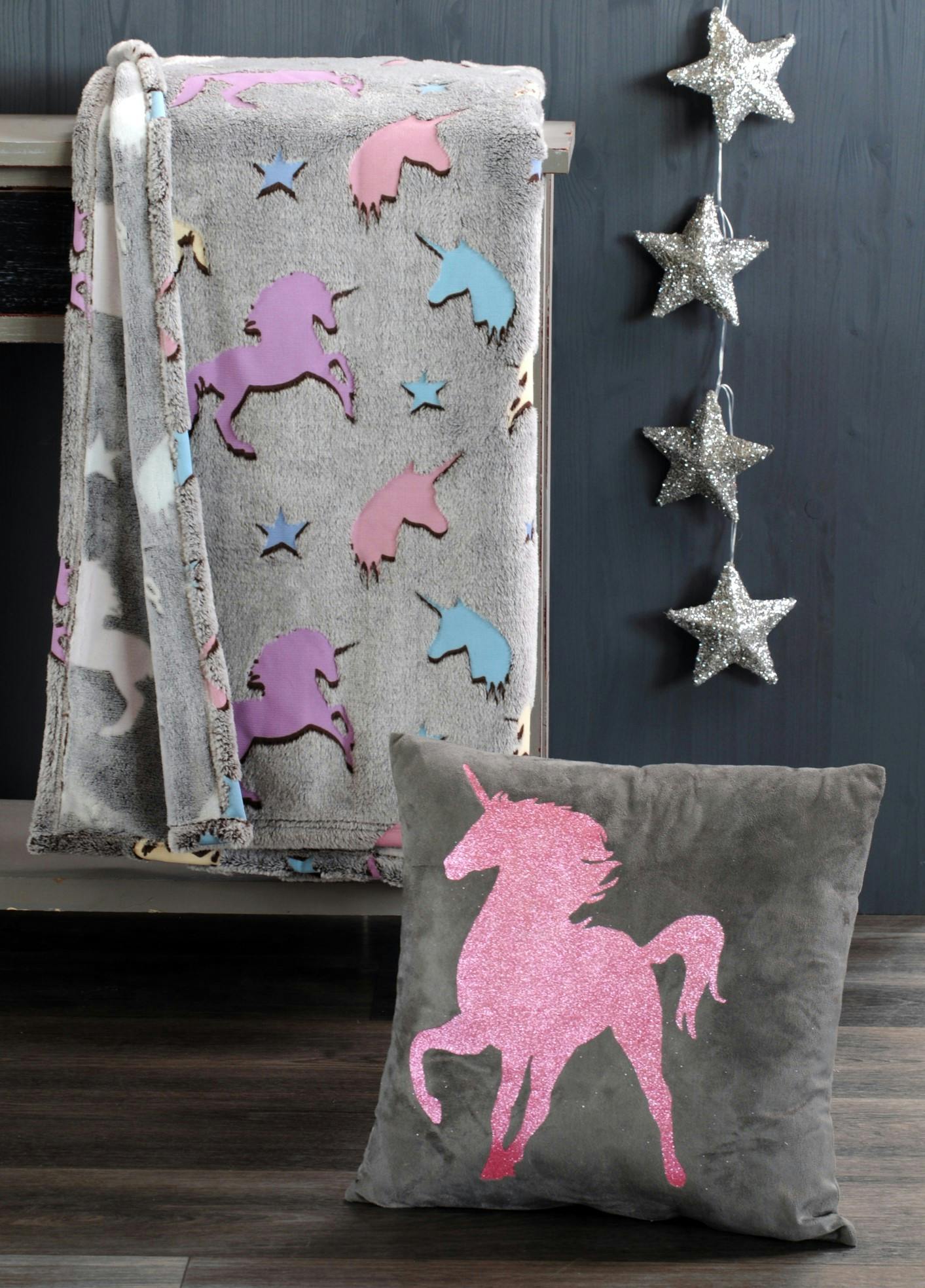 Happwow Couverture Phosphorescente Pour Filles, Couverture Douce Pelucheuse Pour Enfants, Motif Licorne Arc-en-ciel, 127 X 152,4 Cm, Parfaite Pour Lit
