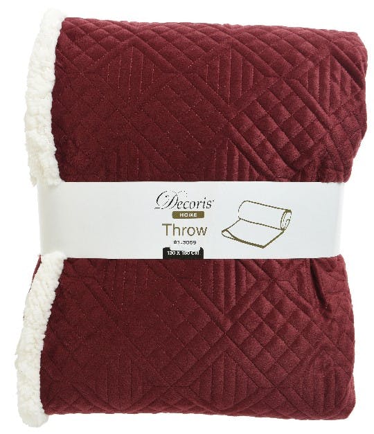 Plaid rouge bordeaux velours relief dos sherpa