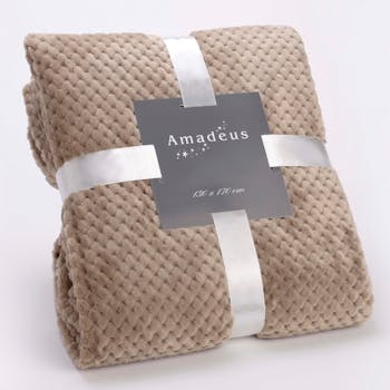 Plaid taupe damier 130x170 cm