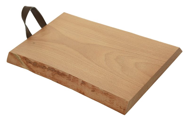 Planche à découper en bois de hêtre avec poignée simili