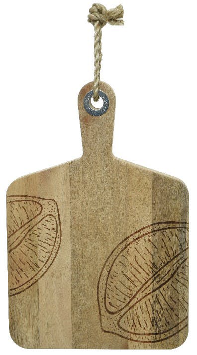 Planche à découper en bois de manguier motif citron M1