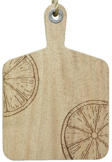 Planche à découper en bois de manguier motif citron M2