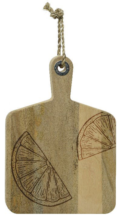Planche à découper en bois de manguier motif citron M3