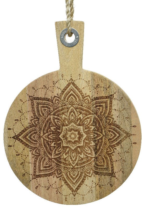 Planche à découper en bois de manguier motif mandala