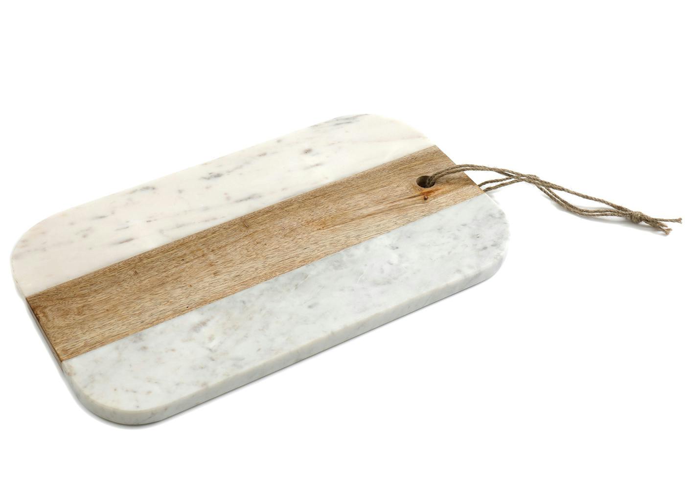 Planche à découper en marbre et bois de manguier 38 cm