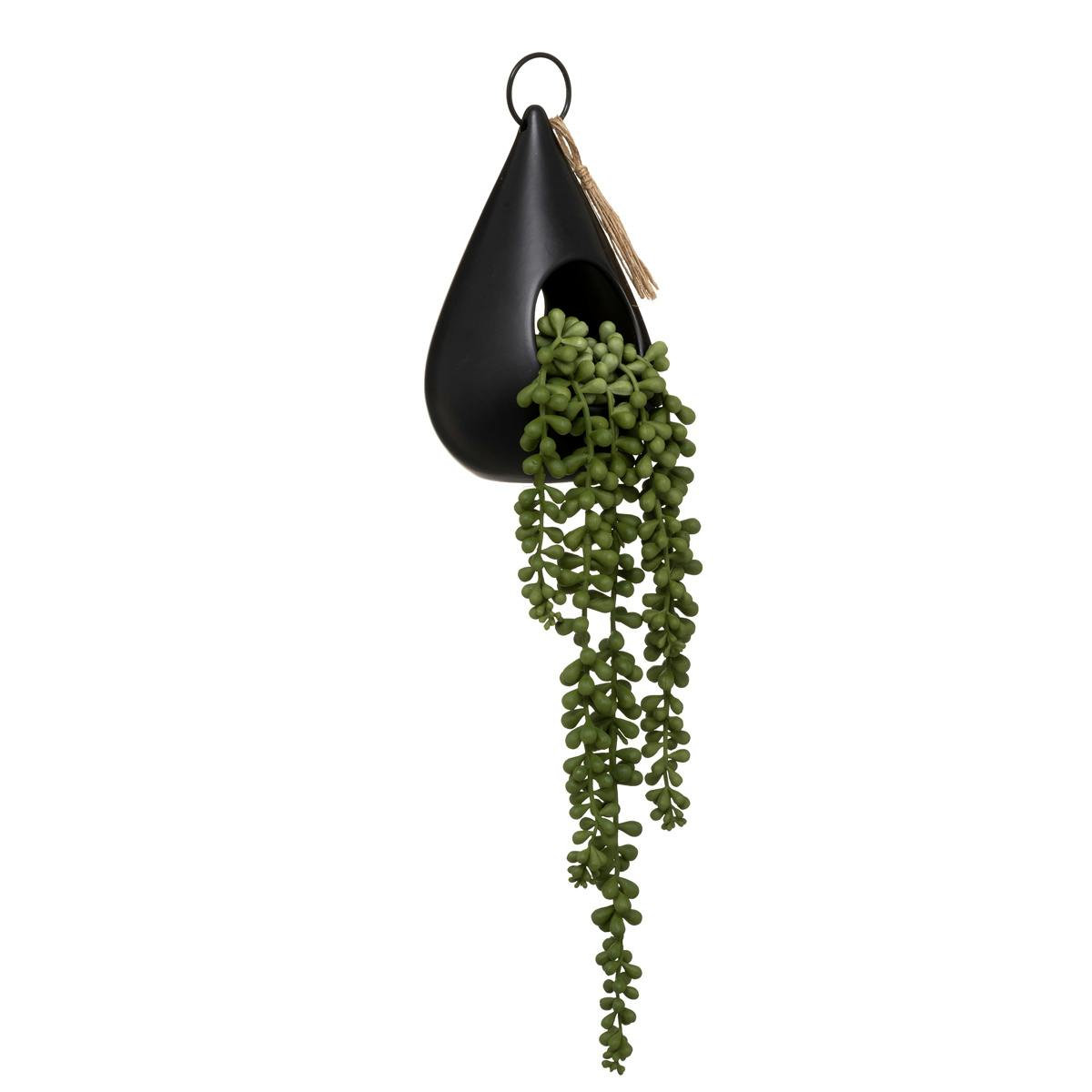 Plante artificielle tombante dans pot noir