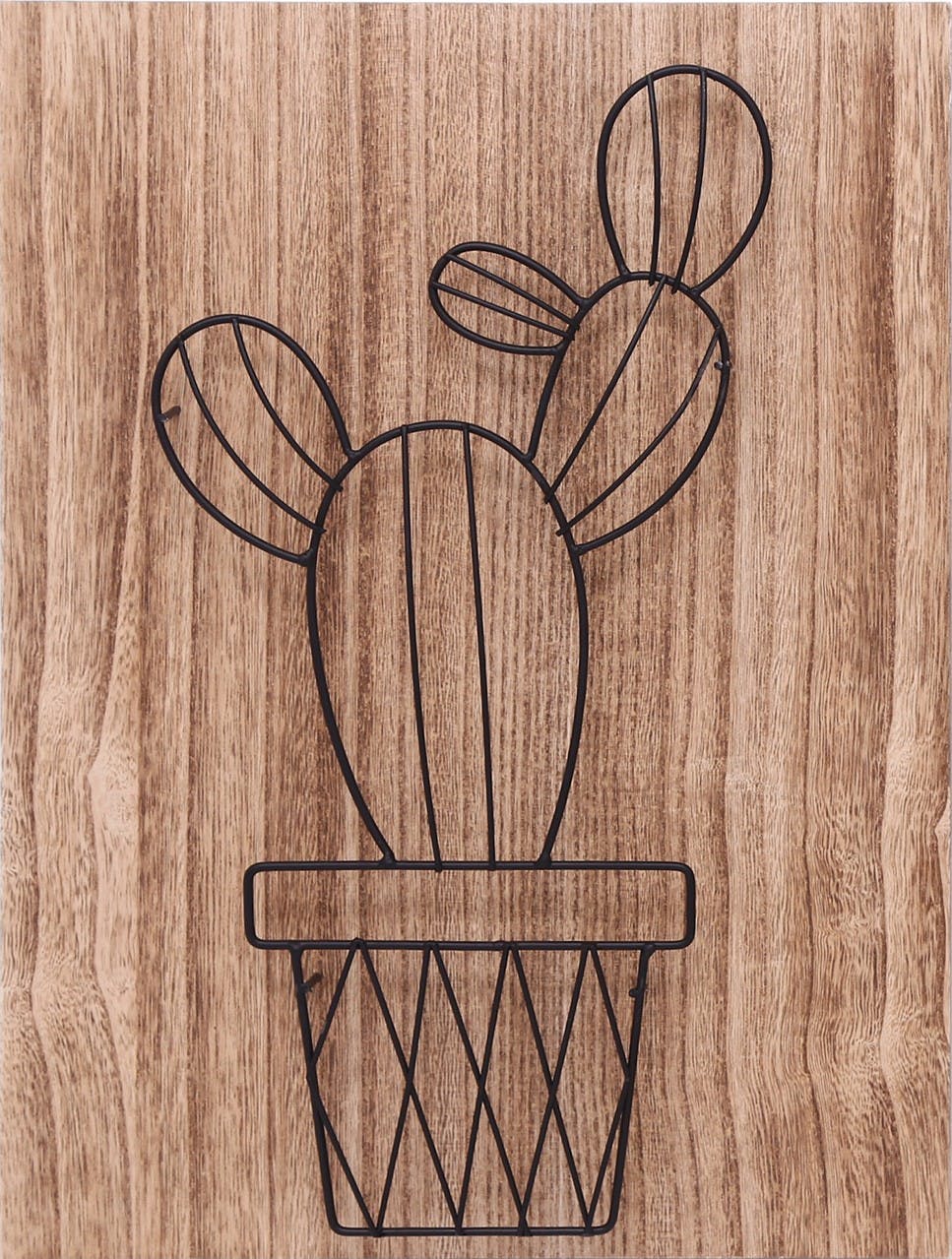 Plaque déco en bois "Cactus" boule 30x40cm