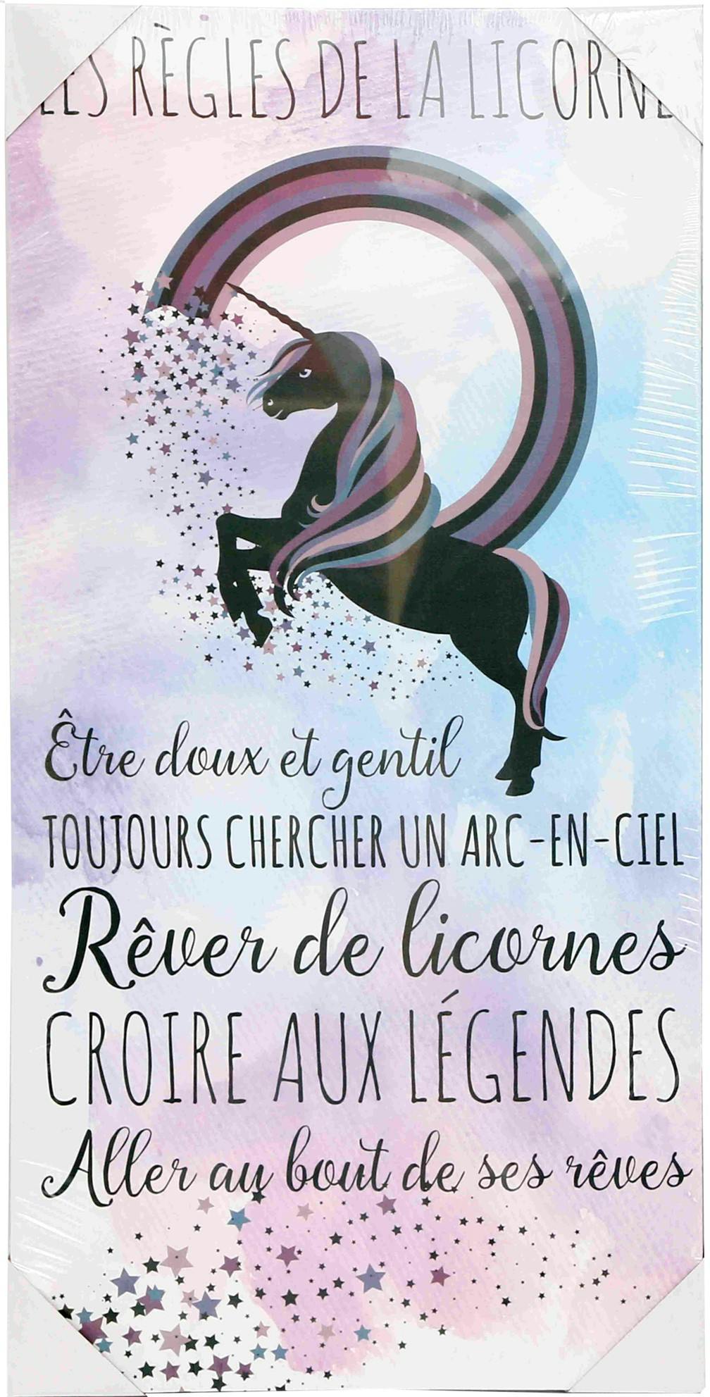 Plaque Murale Licorne Pailletée En Bois – Je Crois Aux Licornes