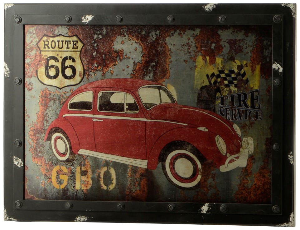 Plaque décorative voiture coccinelle 80X60 cm