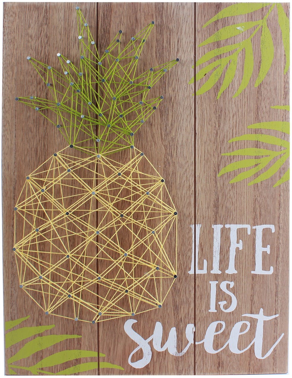 Plaque en bois décoré Ananas "Life is Sweet" 30x40cm