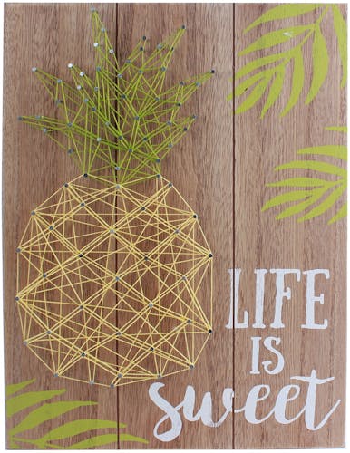 Plaque en bois décoré Ananas "Life is Sweet" 30x40cm