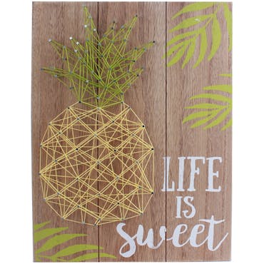 Plaque en bois décoré Ananas "Life is Sweet" 30x40cm