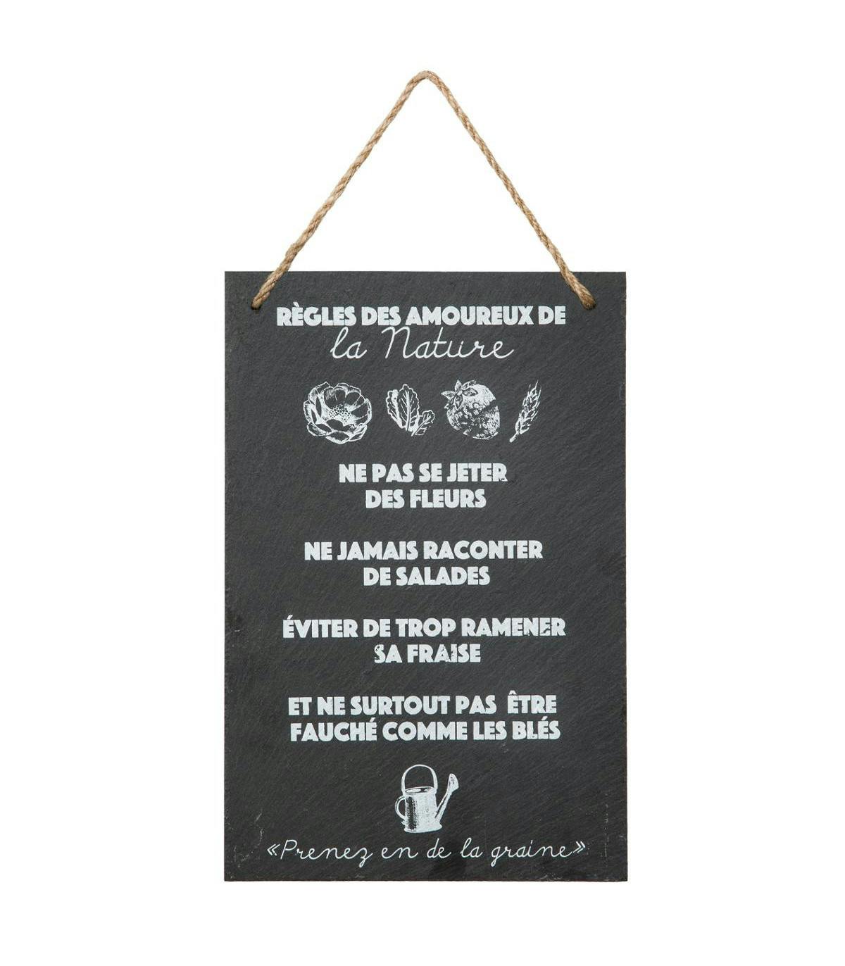 Plaque message ardoise "La Nature"