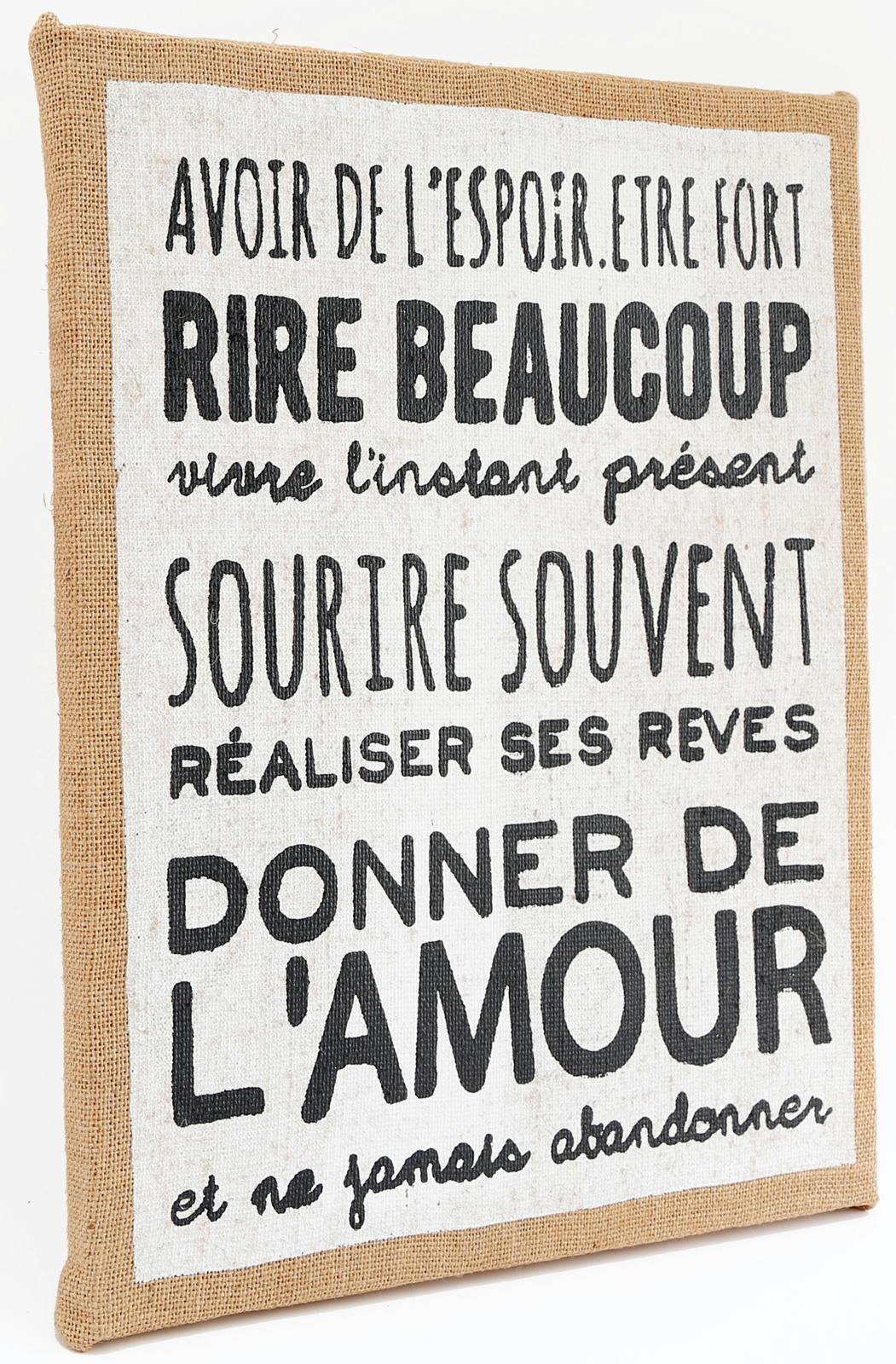Plaque message en jute "donner de l'amour"