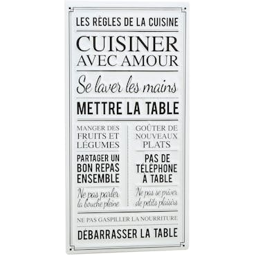  Plaque message "les règles de la cuisine"