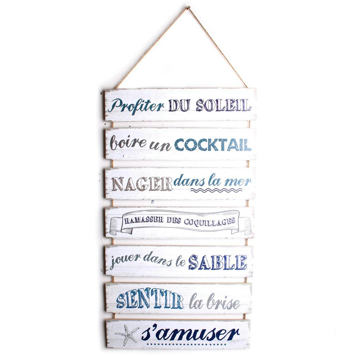 Plaque messages multiples thème vacances à suspendre
