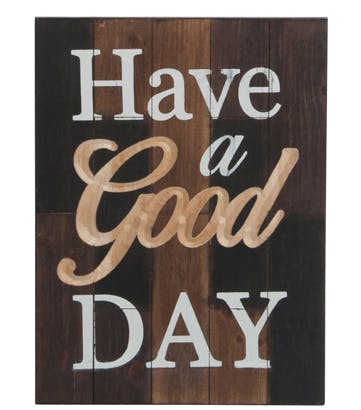 Plaque murale message 'GOOD DAY' en bois 36x48cm