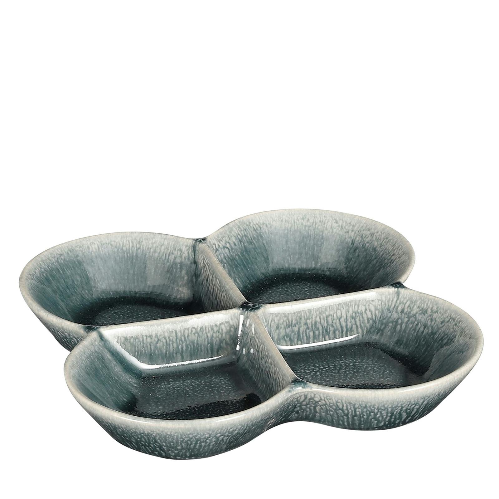 Plat apéritif 4 coupelles, bleu délavé