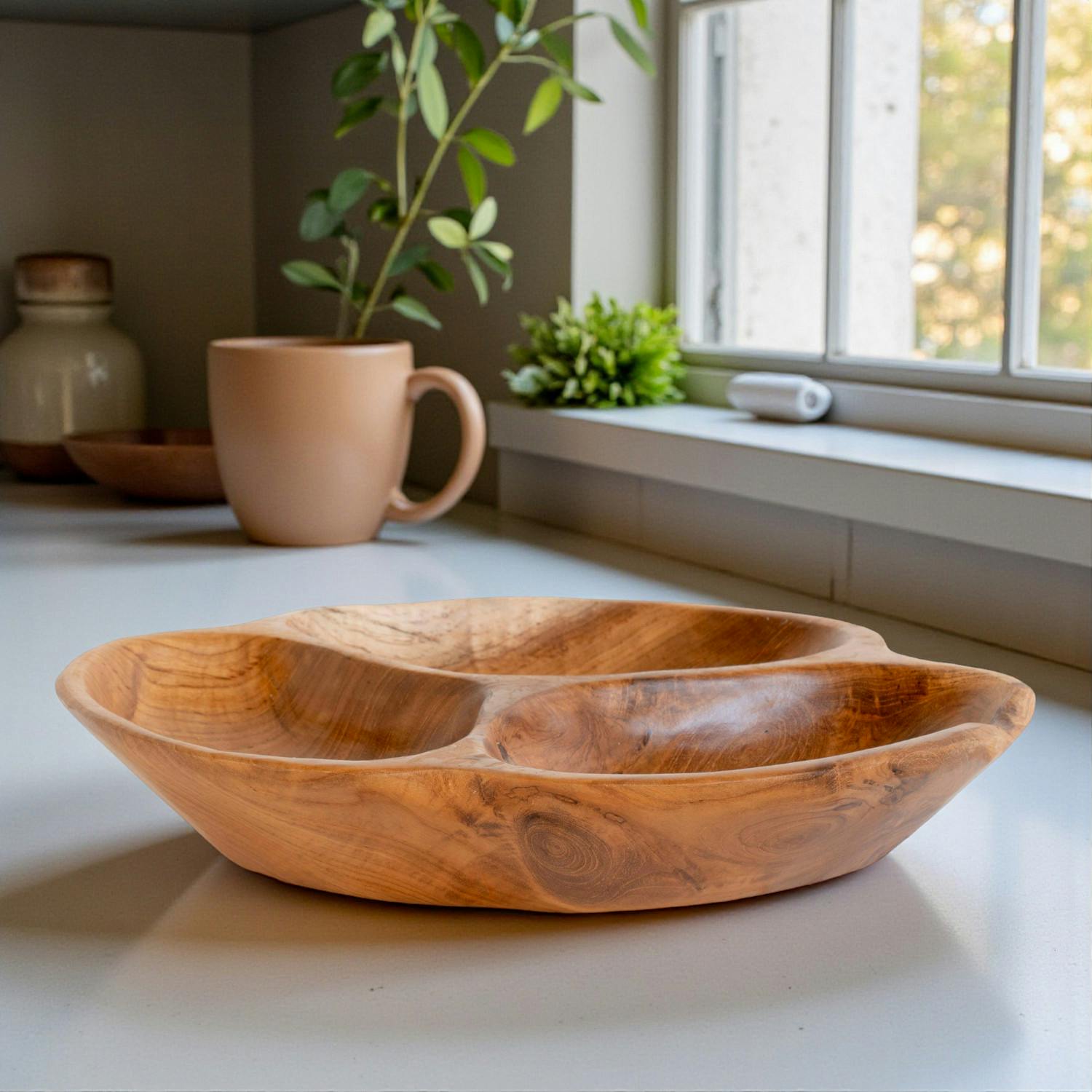 Plat apéro bois design organique 3 cases ARIZONA