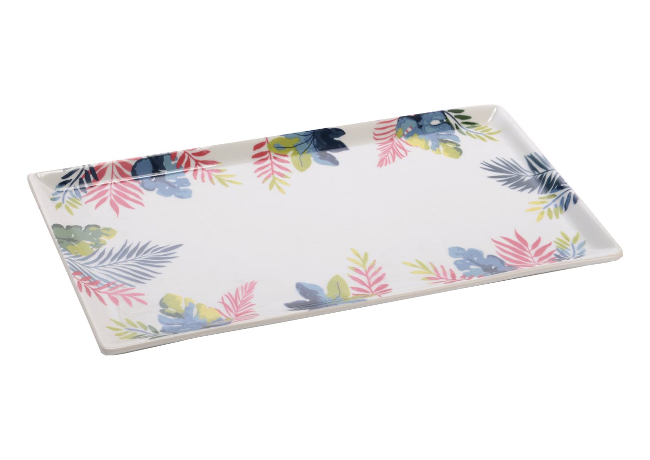 Plat rectangulaire porcelaine décor exotique