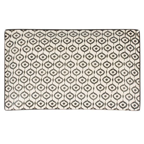 Plateau 29x17cm Le Cap écru à motifs forme "œil" tons foncés