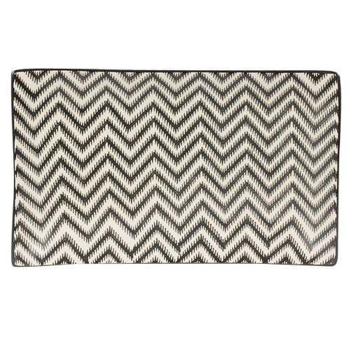 Plateau 29x17cm Le Cap écru à motifs Zigzags striés tons foncés