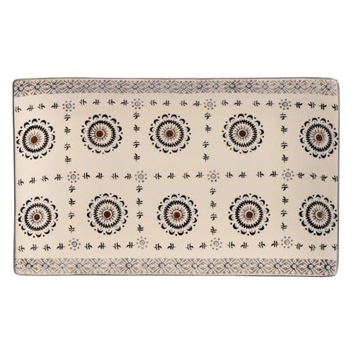 Plateau 29x17cm Nelson écru à motifs Fleurs rondes point central bordeaux