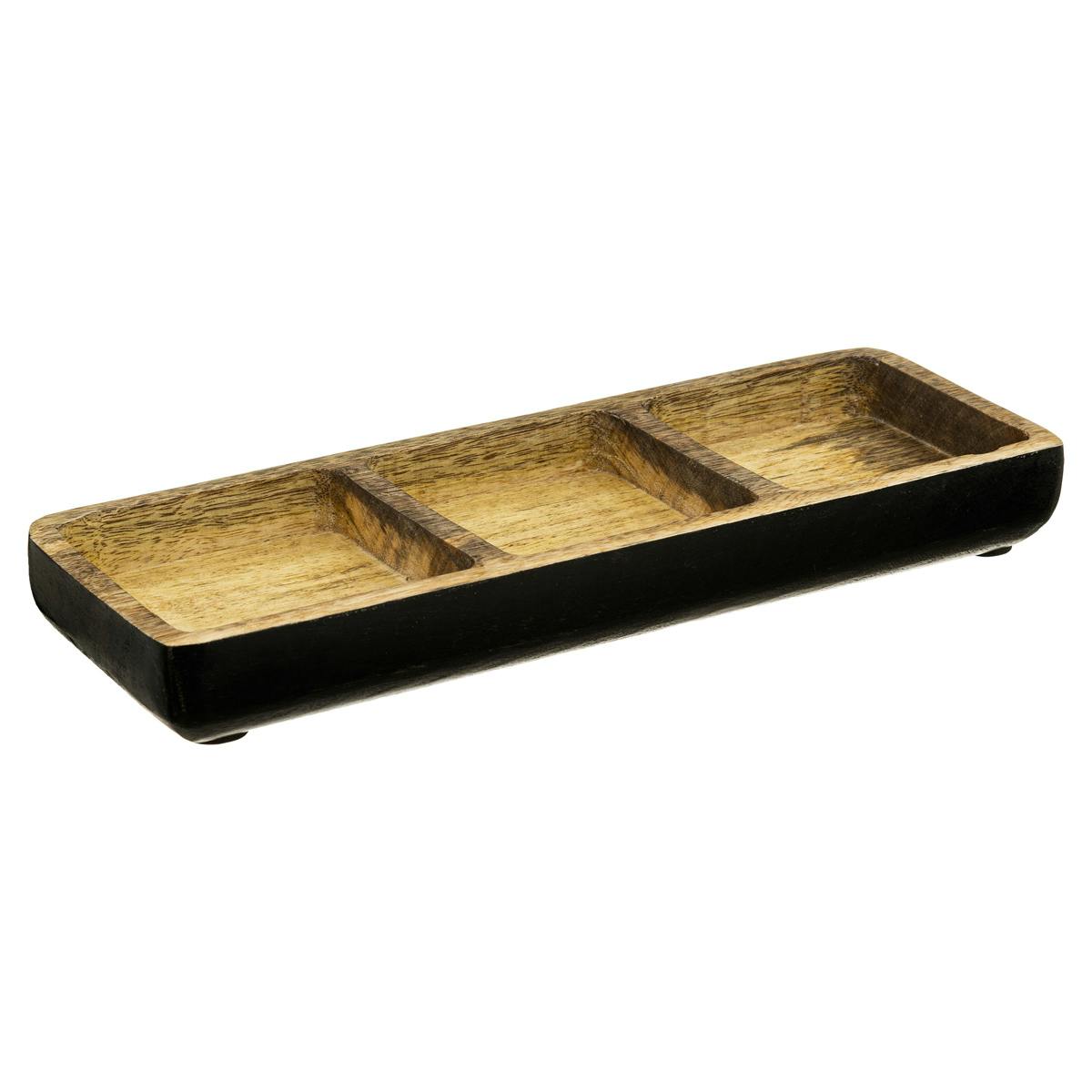 Plateau apéritif en bois manguier (3 cases)