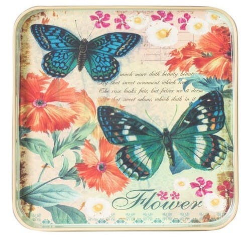 Plateau carré Botanic décor Papillons 35x35cm