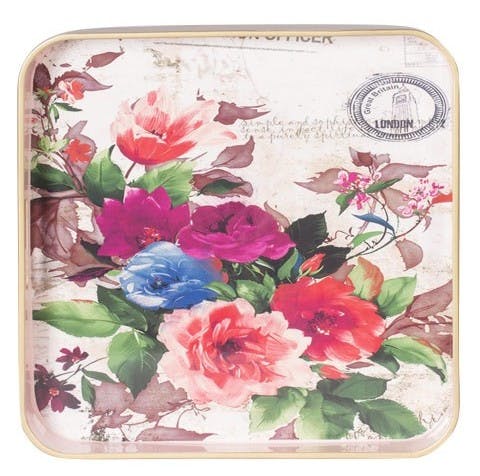 Plateau carré Botanic décor Roses 35x35cm