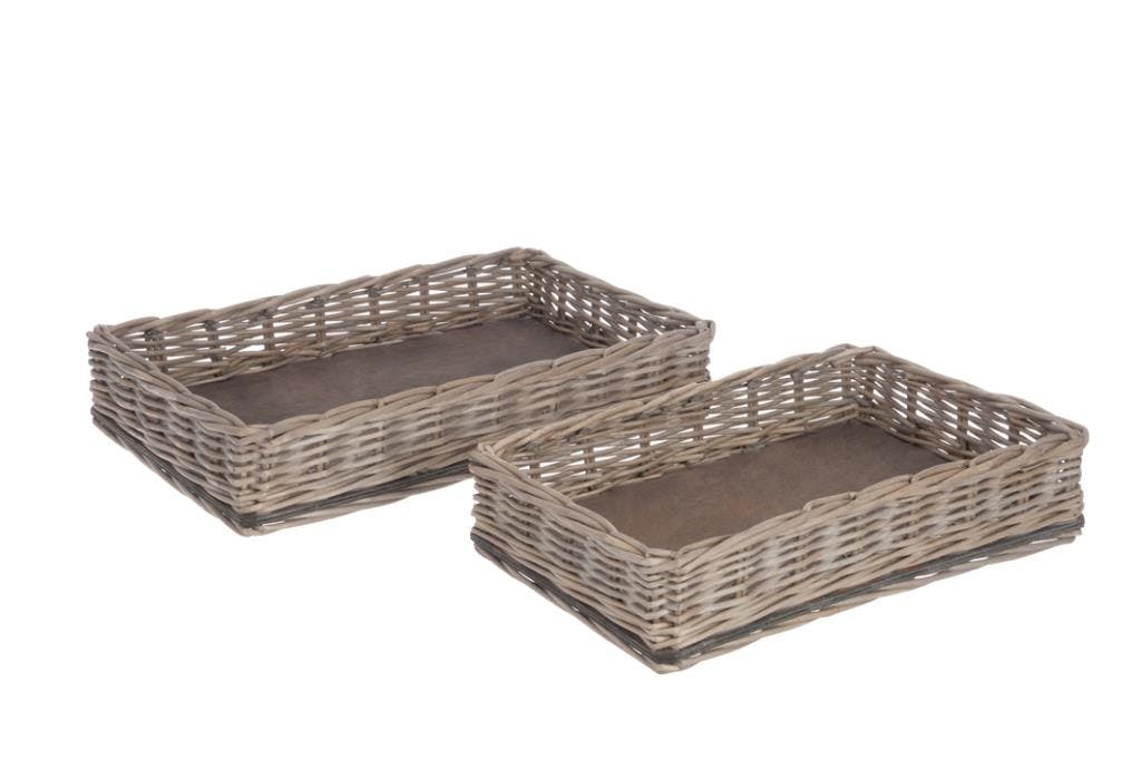 Plateau carré rotin naturel grand modèle 54x36x10cm