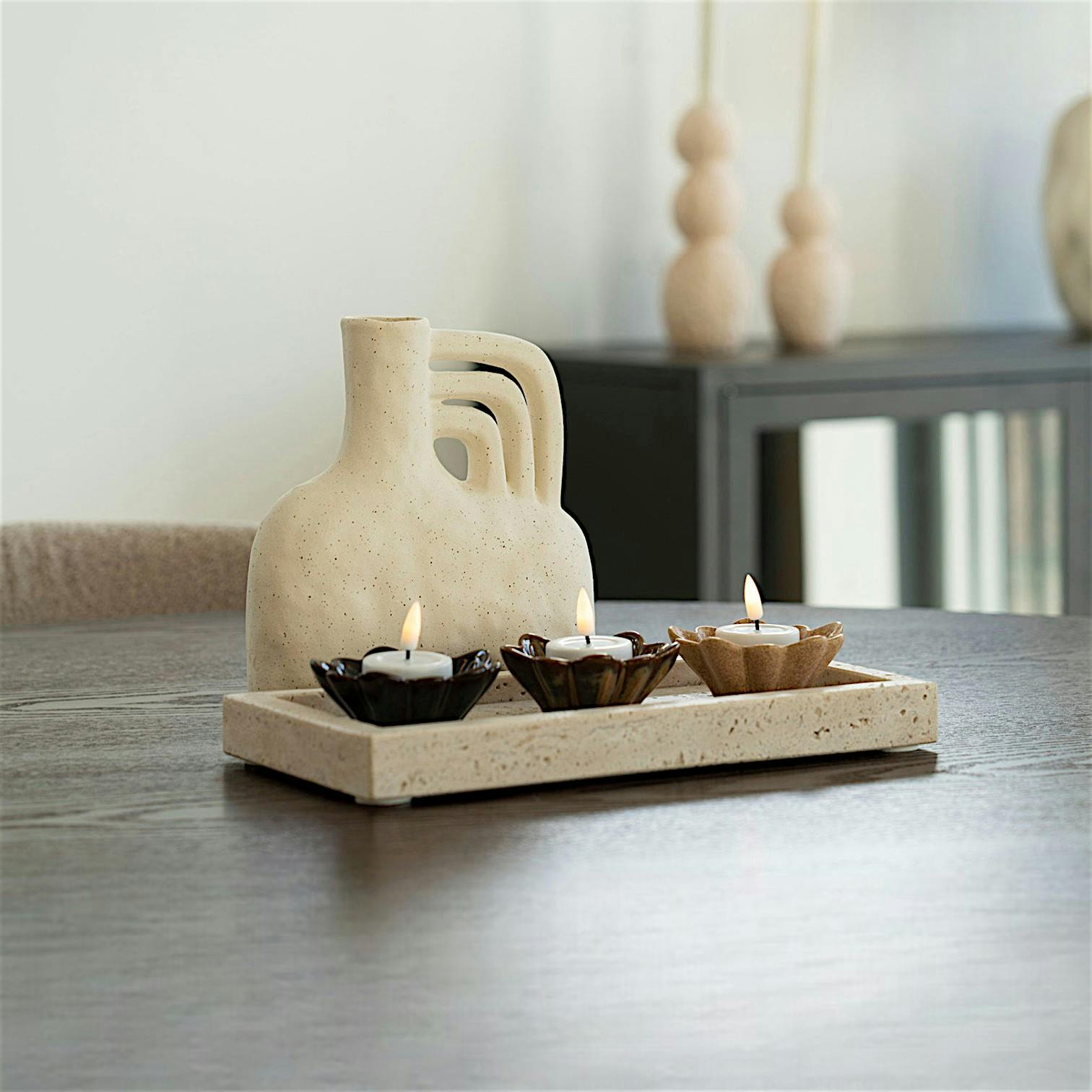 Plateau décoratif en travertin