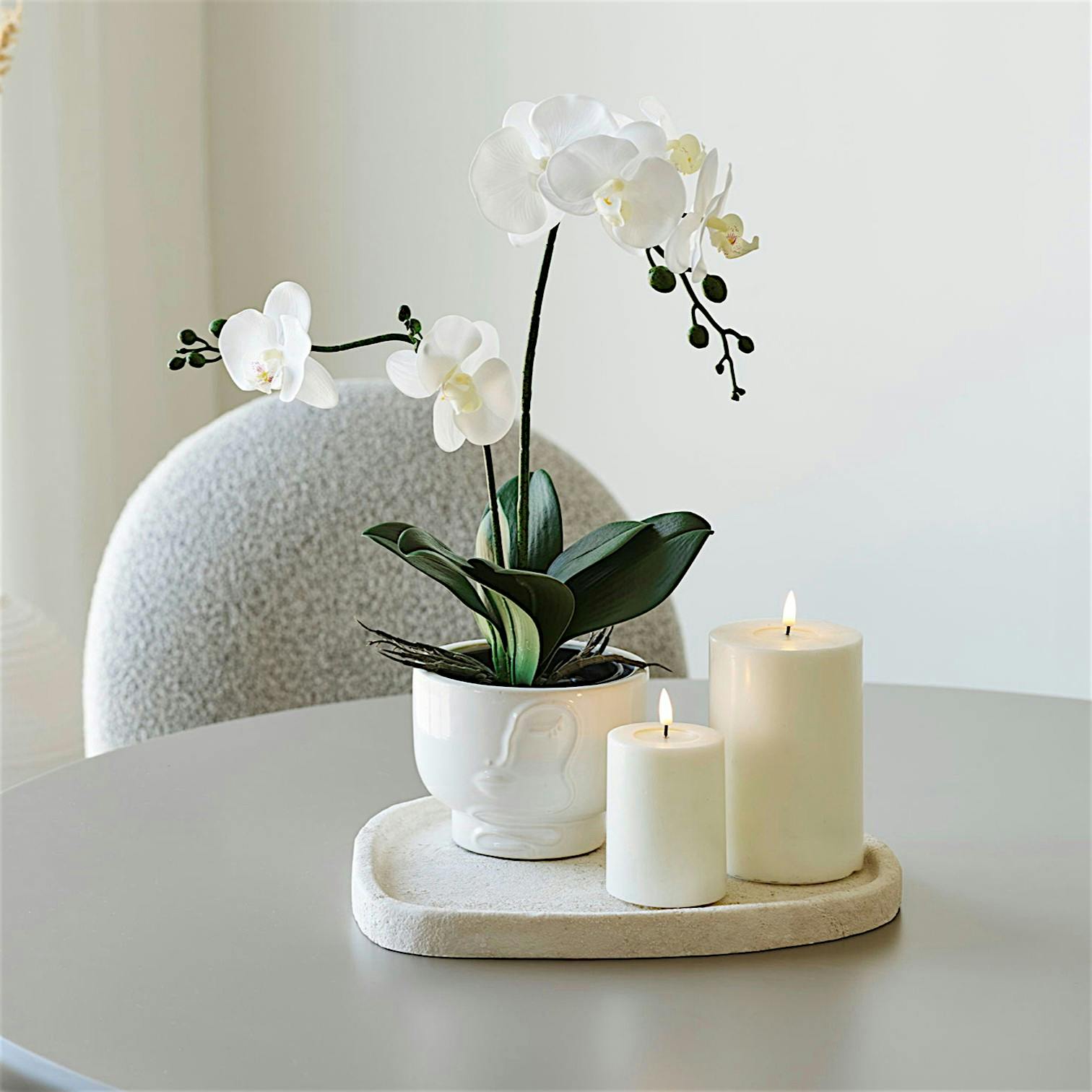 Plateau décoratif organique en ciment