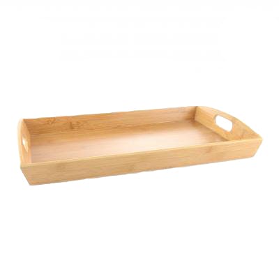 Plateau rectangle à poignées en bambou 44x29cm